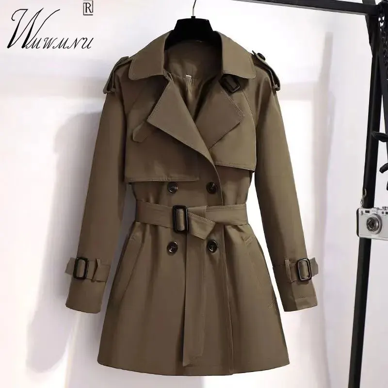 Classic Khaki Belt Windbreaker Women Plus Size Elegant Double Breasted Trench Coats Korean Fashion OL Ladies Mid-Length Jackets
Classic Khaki Belt Windbreaker Women Plus Size Elegant Double Breasted Trench Coats Korean Fashion OL Ladies Mid-Length Jackets