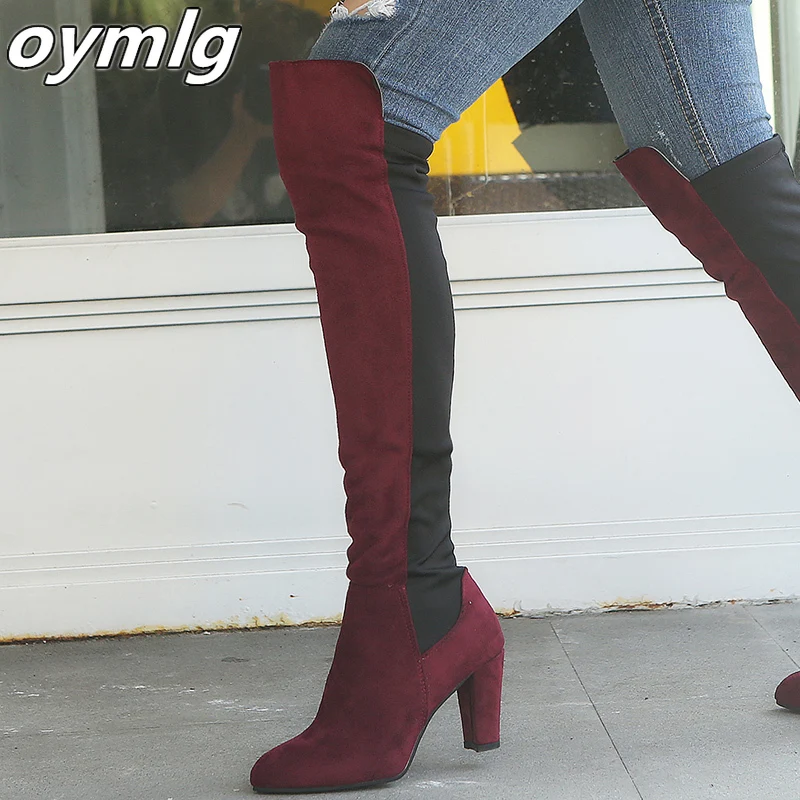 Plus Size women knee high boots thigh fashion High heels Casual Comfort party woman winter boots knee high boots