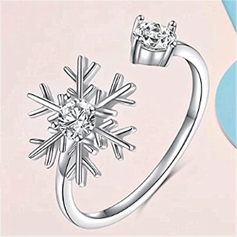 Cute Female White Crystal Snowflake Ring Charm Silver Color Open Wedding Rings For Women Trendy Round Engagement Ring
Cute Female White Crystal Snowflake Ring Charm Silver Color Open Wedding Rings For Women Trendy Round Engagement Ring