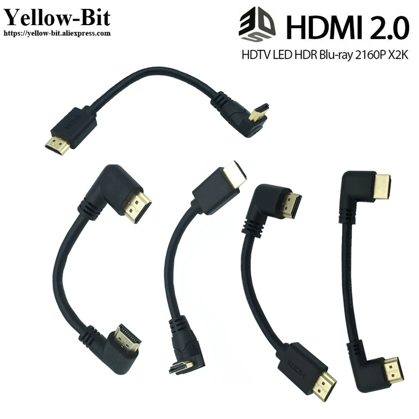 Кабель HDMI 2 0 V 4K * 2K @ 60 Гц кабель Male-HDMI Male левый и правый Угловой 90 градусов 15 см |