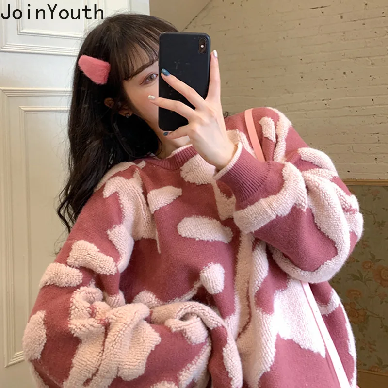 Autumn Winter Sweet Color-blocking Sweater Women Korean Student Loose Long Sleeve Knitted Tops Temperament Wild Jumper
Autumn Winter Sweet Color-blocking Sweater Women Korean Student Loose Long Sleeve Knitted Tops Temperament Wild Jumper