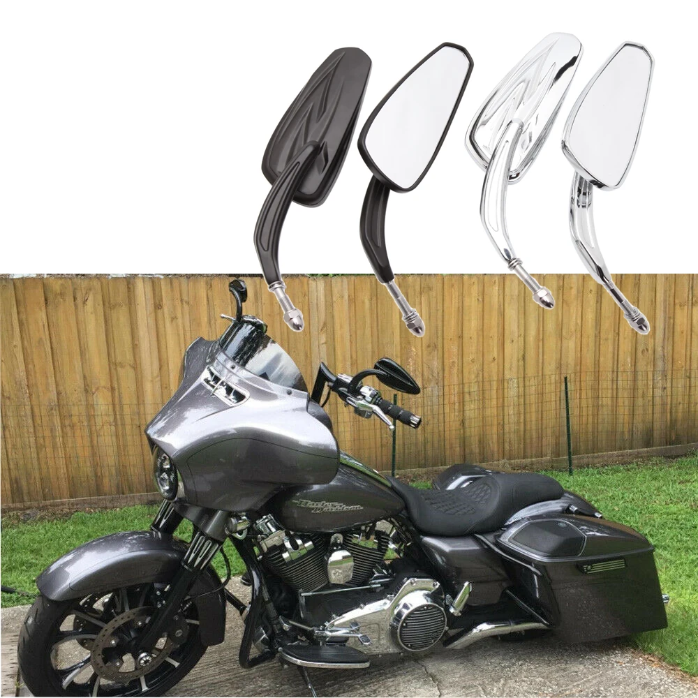 Мотоциклетные огнестойкие хромированные/черные боковые зеркала для Harley Davidson