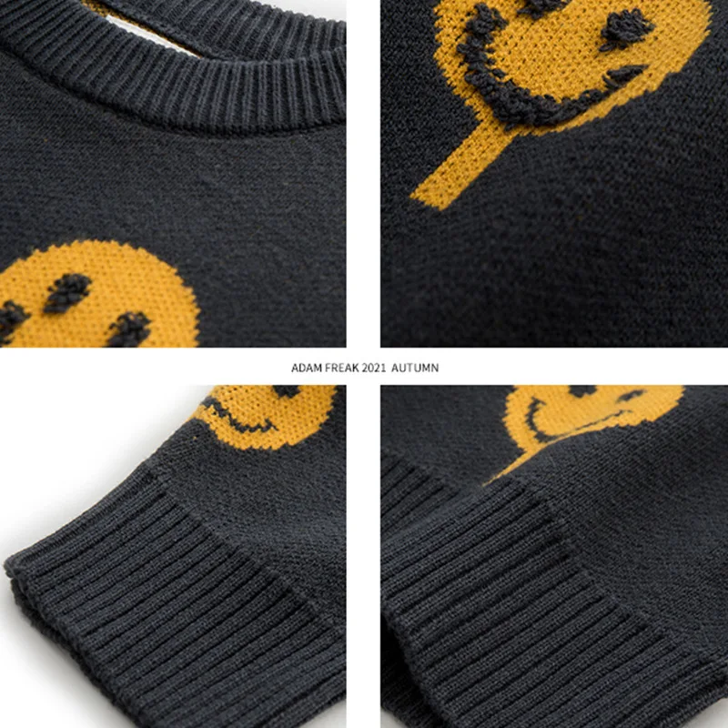 SEVEYFAN Full Cartoon Smiley Oversize Sweater Men Hip Hop Winter Sweaters Knitwear Couples Loose Cotton Pullovers
SEVEYFAN Full Cartoon Smiley Oversize Sweater Men Hip Hop Winter Sweaters Knitwear Couples Loose Cotton Pullovers