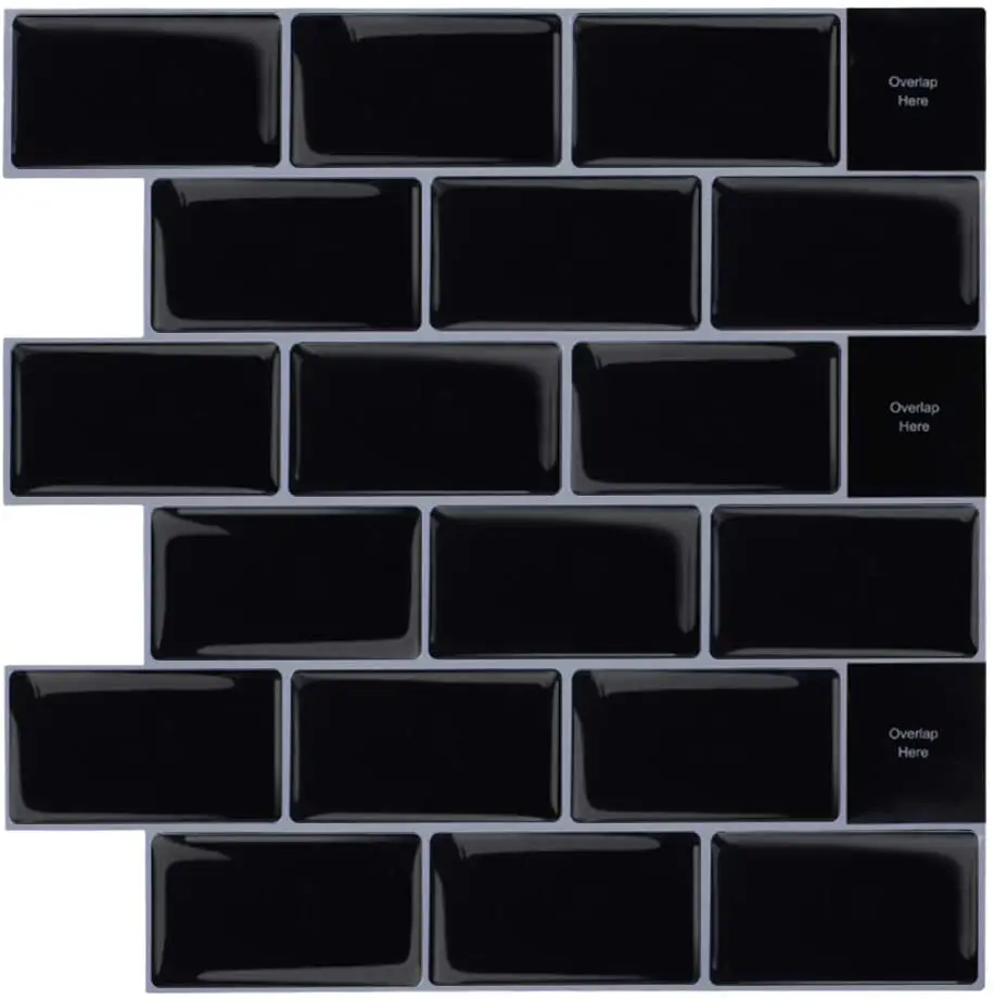 3D Removable Waterproof Wallpaper, Self Adhesive Large Size, 12x12 Inch, Metro Black Tiles, 1 Sheet
3D Removable Waterproof Wallpaper, Self Adhesive Large Size, 12x12 Inch, Metro Black Tiles, 1 Sheet