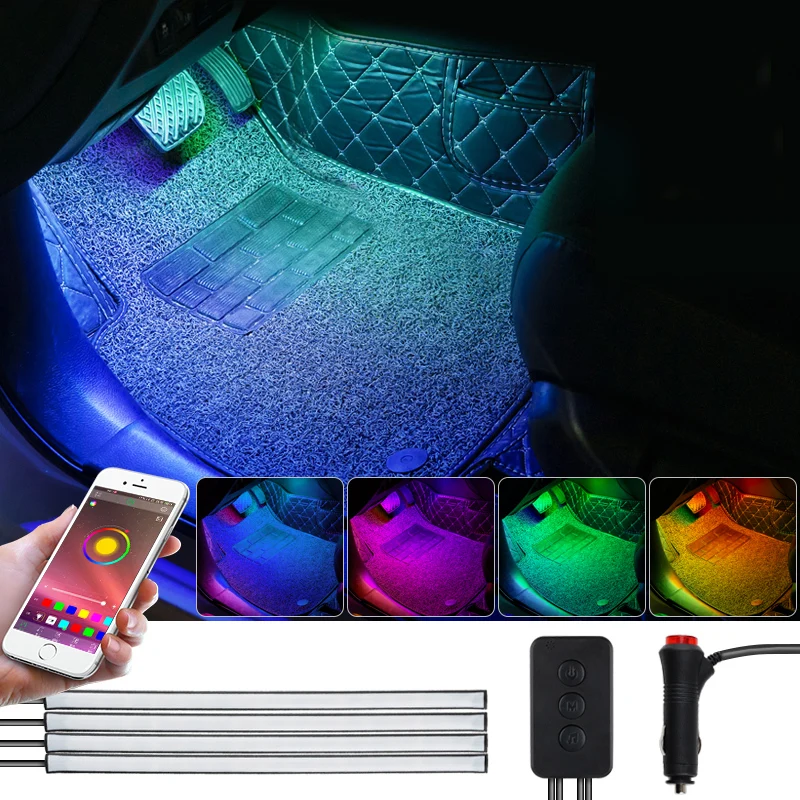 ICRGB Car LED Foot Light Ambient Lamp With Wireless Remote Music Control Multiple Modes Automotive Interior Decorative Lights
ICRGB Car LED Foot Light Ambient Lamp With Wireless Remote Music Control Multiple Modes Automotive Interior Decorative Lights