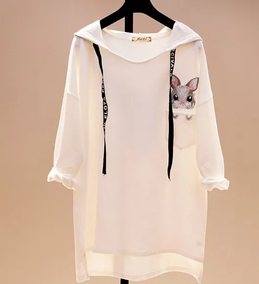 New Spring Long Sleeve Bat Shirt Women's Solid Color Tshirt Cute Rabbit Embroidery Loose Hoodies Student Girls Hooded Shirt Tops
New Spring Long Sleeve Bat Shirt Women's Solid Color Tshirt Cute Rabbit Embroidery Loose Hoodies Student Girls Hooded Shirt Tops