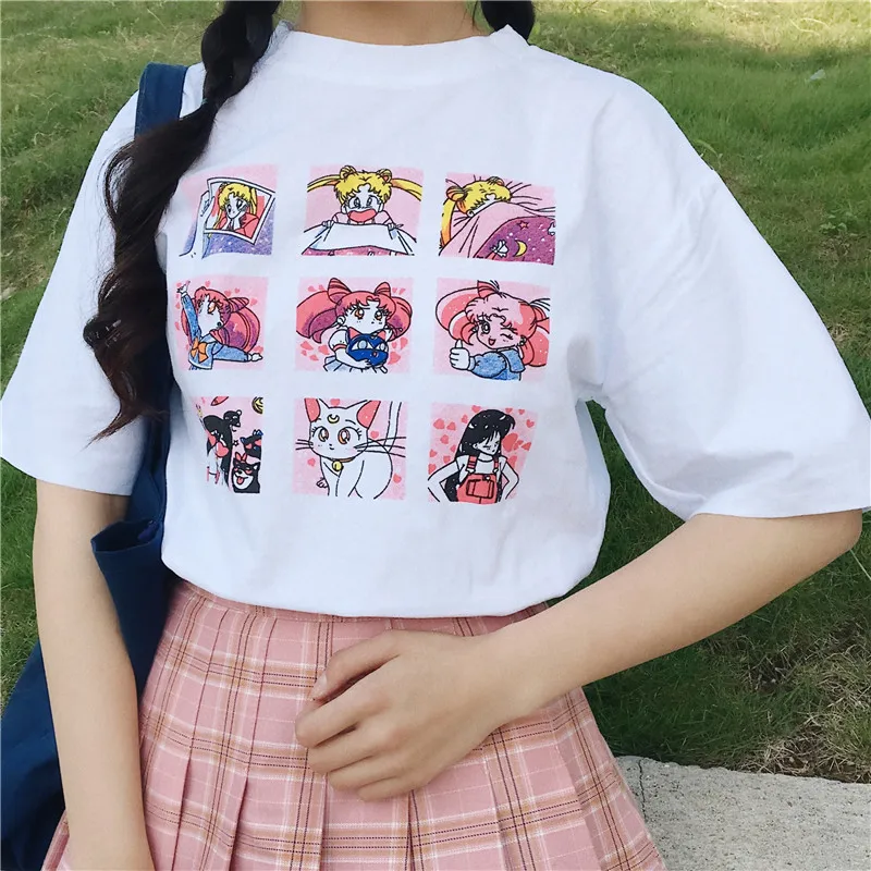 Casual Female Korean Harajuku Cartoon Tshirt Women's T-shirts Tops Japanese Kawaii Ladies Ulzzang Clothes For Women
Casual Female Korean Harajuku Cartoon Tshirt Women's T-shirts Tops Japanese Kawaii Ladies Ulzzang Clothes For Women