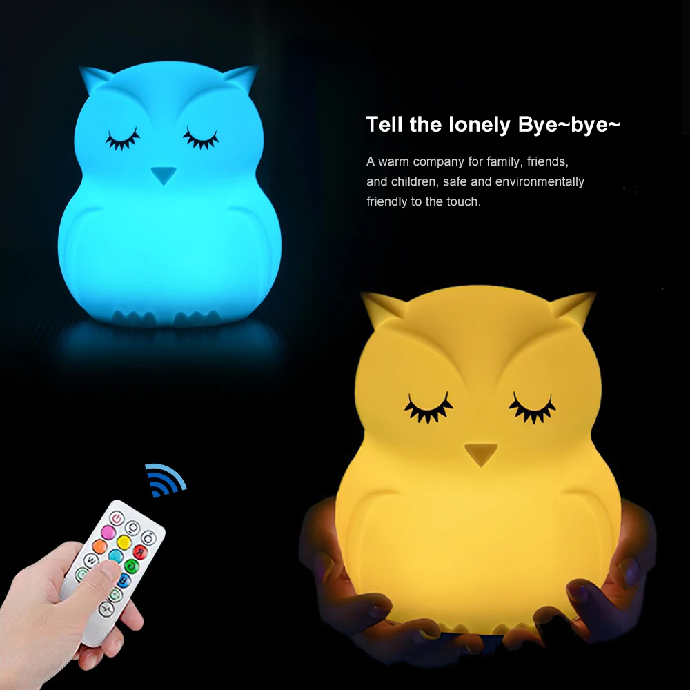 LED Silicone Owl Night Light Soft Light Remote Control Bedroom Decor Lamp Decor USB Plug for Children Kids Rooms
LED Silicone Owl Night Light Soft Light Remote Control Bedroom Decor Lamp Decor USB Plug for Children Kids Rooms