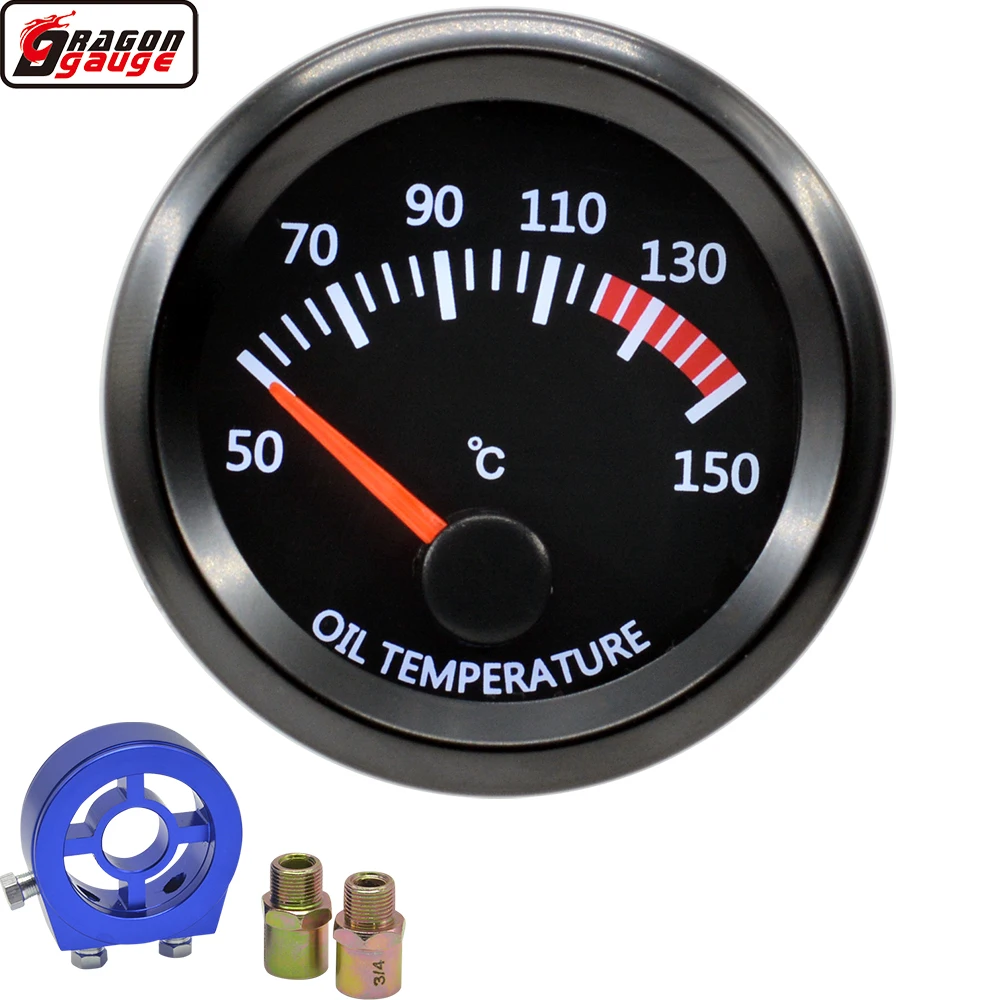 

Dragon 2" 52mm Stepper Motor White LED Backlight Auto Car Oil Temp Gauge Temperature 50-150 Celsius Meter Free Shipping