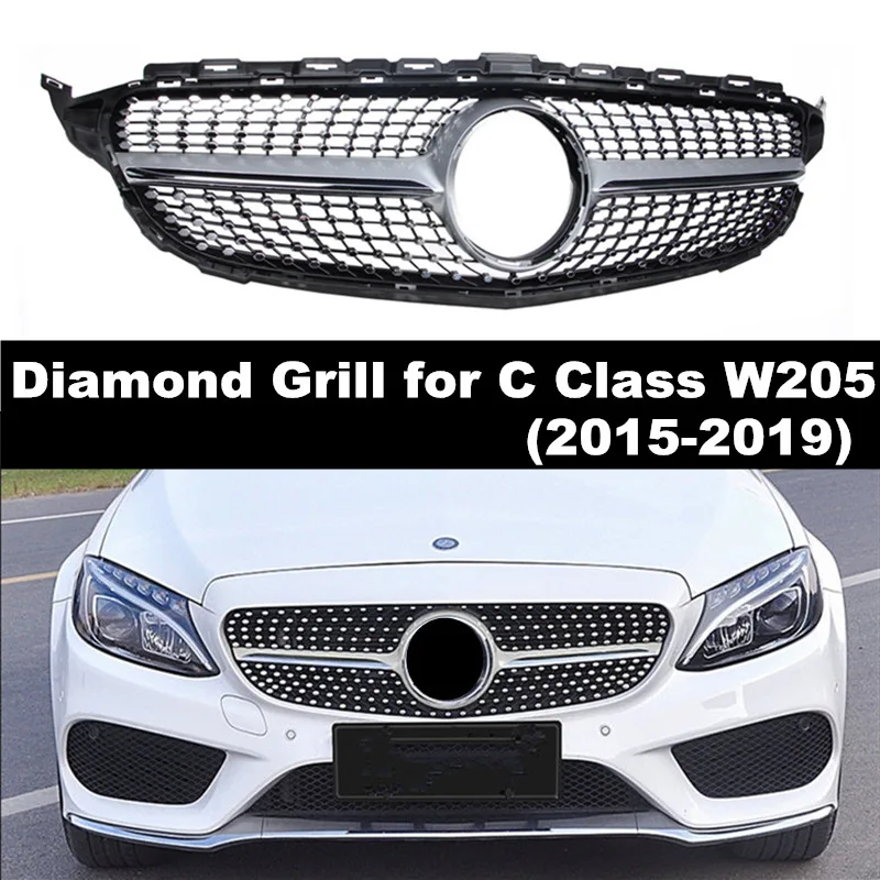 Передняя Алмазная решетка для Mercedes Benz C Class W205 15 19 C450 C250 C180 C200 C220 C63 C300 гоночные