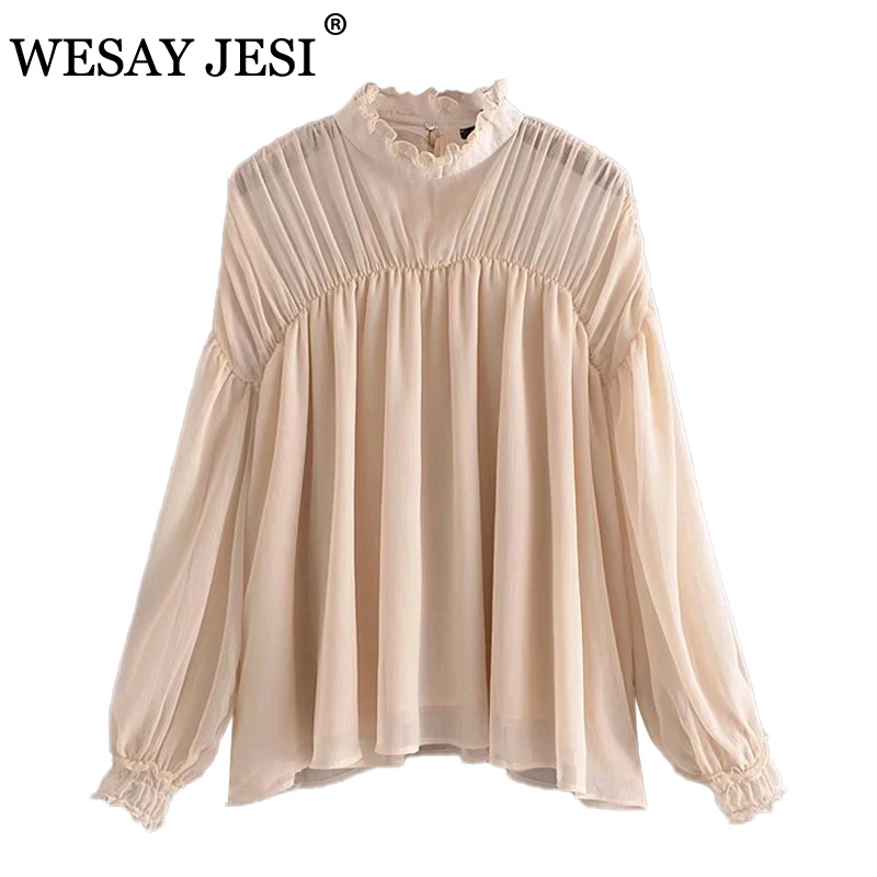 WESAY JESI Women’s Fashion Za Blouse Sweet Casual Folds Bow Blouse Femme Long Sleeve With Lining Ruffles Roupas Chic Blusas Tops
WESAY JESI Women’s Fashion Za Blouse Sweet Casual Folds Bow Blouse Femme Long Sleeve With Lining Ruffles Roupas Chic Blusas Tops