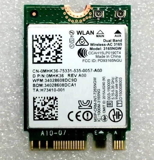 Wholesale New For Intel Dual Band Wireless-AC 3165 3165NGW WIFI For Bluetooth4.0 NGFF M.2 Wifi Card 802.11AC 433Mbps
Wholesale New For Intel Dual Band Wireless-AC 3165 3165NGW WIFI For Bluetooth4.0 NGFF M.2 Wifi Card 802.11AC 433Mbps