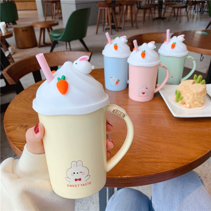 Cute Cartoon Rabbit Iced Mug With Straw Cups Creative Ceramic Coffee Mug With Silicone lid Children Student Breakfast Water Cup
Cute Cartoon Rabbit Iced Mug With Straw Cups Creative Ceramic Coffee Mug With Silicone lid Children Student Breakfast Water Cup