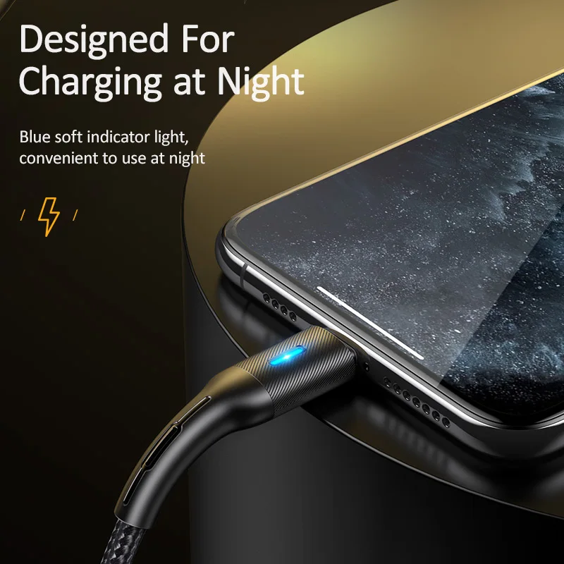 USAMS USB кабель для iPhone 11Pro Max xs 8 7 6 6s Plus Smart power off Lighting Data нейлоновый провод Быстрая