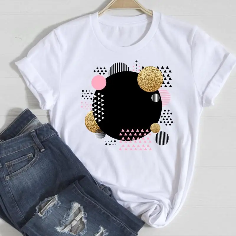 Women Short Sleeve Geometric Ladies Trend Style Summer Female Tshirts Fashion Clothes Graphic T Top Lady Print Tee T-Shirt
Women Short Sleeve Geometric Ladies Trend Style Summer Female Tshirts Fashion Clothes Graphic T Top Lady Print Tee T-Shirt