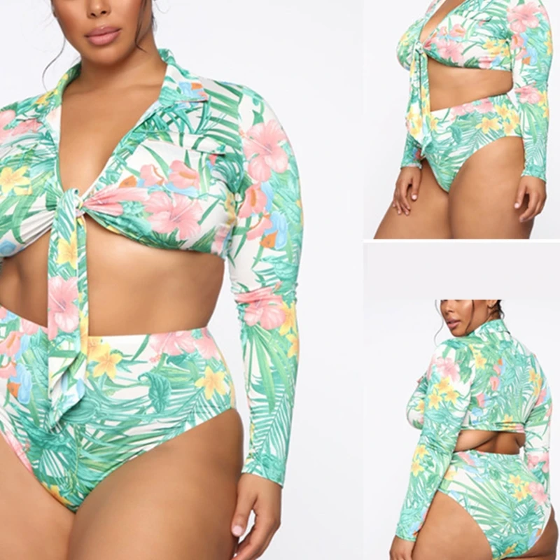 2022 Top Women Floral Leaves Print 2pcs Bikini Set Long Sleeve Tie Knot Front Swimsuit
2022 Top Women Floral Leaves Print 2pcs Bikini Set Long Sleeve Tie Knot Front Swimsuit