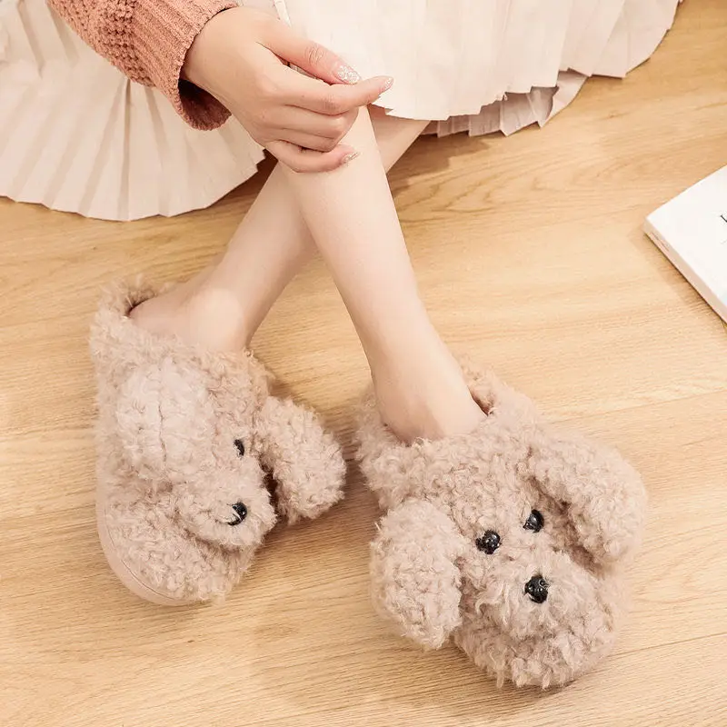 Woman Slippers Winter Shoes Cut Lovely Dog Faux Fur Slides Plush Slippers Soft Sole Indoor Shoes Women Beige Fluffy Slippers
Woman Slippers Winter Shoes Cut Lovely Dog Faux Fur Slides Plush Slippers Soft Sole Indoor Shoes Women Beige Fluffy Slippers