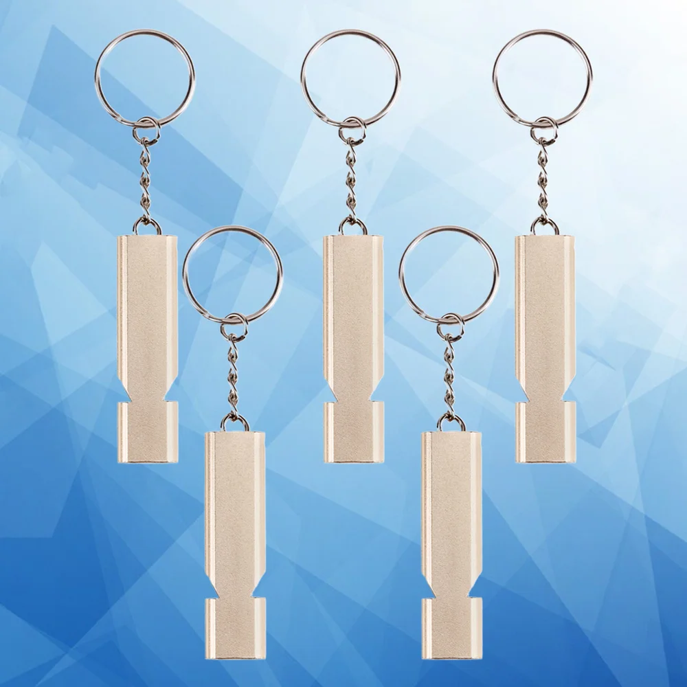 5Pcs Flat Metal Double Hole Survival Whistle High Frequency Outdoor Lifeguard Whistle (Golden)
5Pcs Flat Metal Double Hole Survival Whistle High Frequency Outdoor Lifeguard Whistle (Golden)