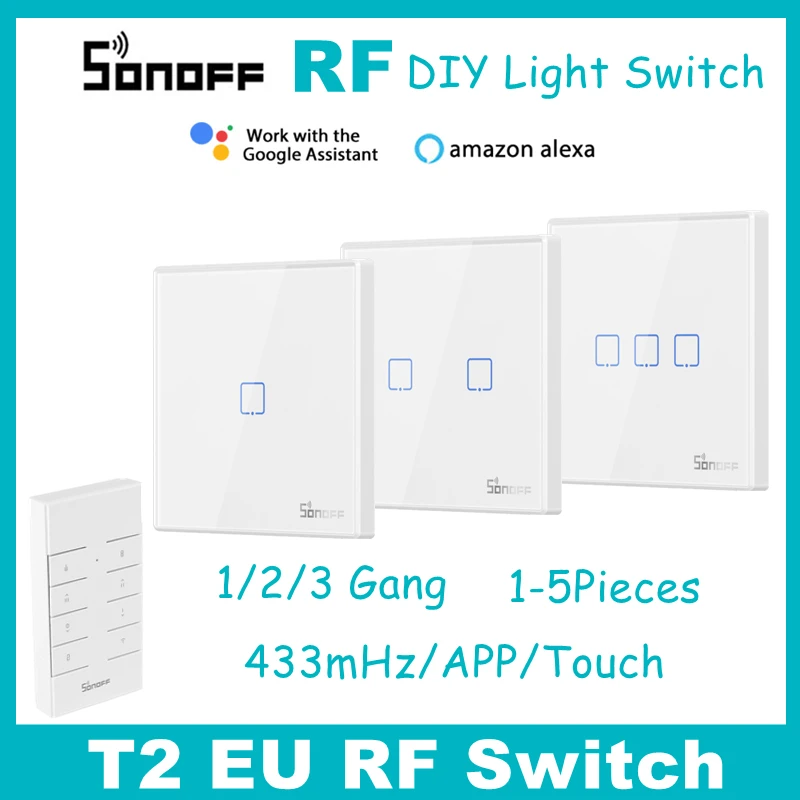 SONOFF T2 EU Smart RF 433/APP/сенсорное управление настенный светильник ключатель света 1 /2 /3