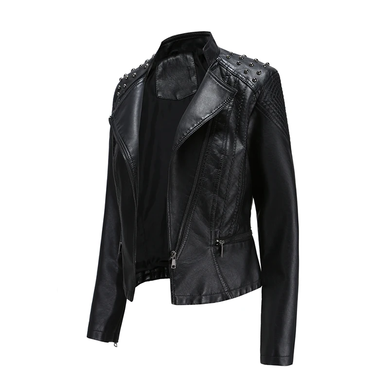 Faux Leather Pu Jacket Women 2021 Autumn Winter Long Sleeve Slim Fashion Zipper Motorcycle Jacket Black Leather Coats Outerwear
Faux Leather Pu Jacket Women 2021 Autumn Winter Long Sleeve Slim Fashion Zipper Motorcycle Jacket Black Leather Coats Outerwear