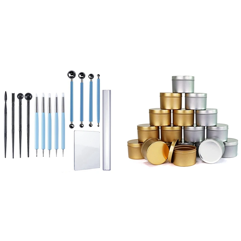 15Pcs Carving Modeling Tool Ball Stylus Clay Sculpting Tools with 18PCS Candle Tin,8 Oz Candle Containers
15Pcs Carving Modeling Tool Ball Stylus Clay Sculpting Tools with 18PCS Candle Tin,8 Oz Candle Containers