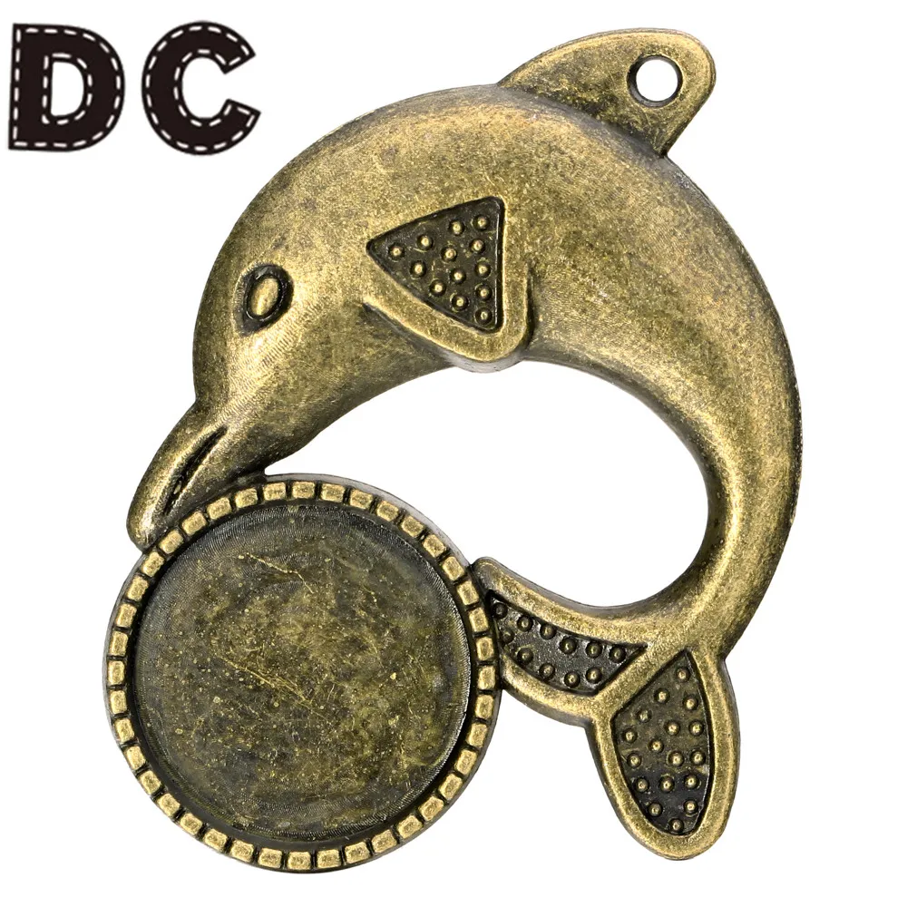 DC 10pcs/lot Ancient Green Blank Dolphin Tray Pendant Base Fit 16mm Round Cabochon Cameo Setting DIY Necklace Jewelry Making
DC 10pcs/lot Ancient Green Blank Dolphin Tray Pendant Base Fit 16mm Round Cabochon Cameo Setting DIY Necklace Jewelry Making