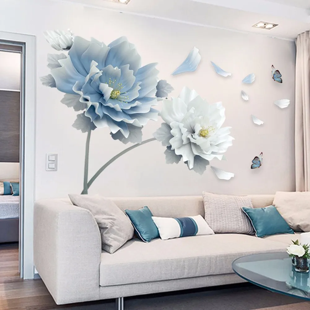 Large White Blue Flower Lotus Butterfly Removable Wall Stickers Creative Warm TV Background Bedroom Art Decals Home Decor
Large White Blue Flower Lotus Butterfly Removable Wall Stickers Creative Warm TV Background Bedroom Art Decals Home Decor