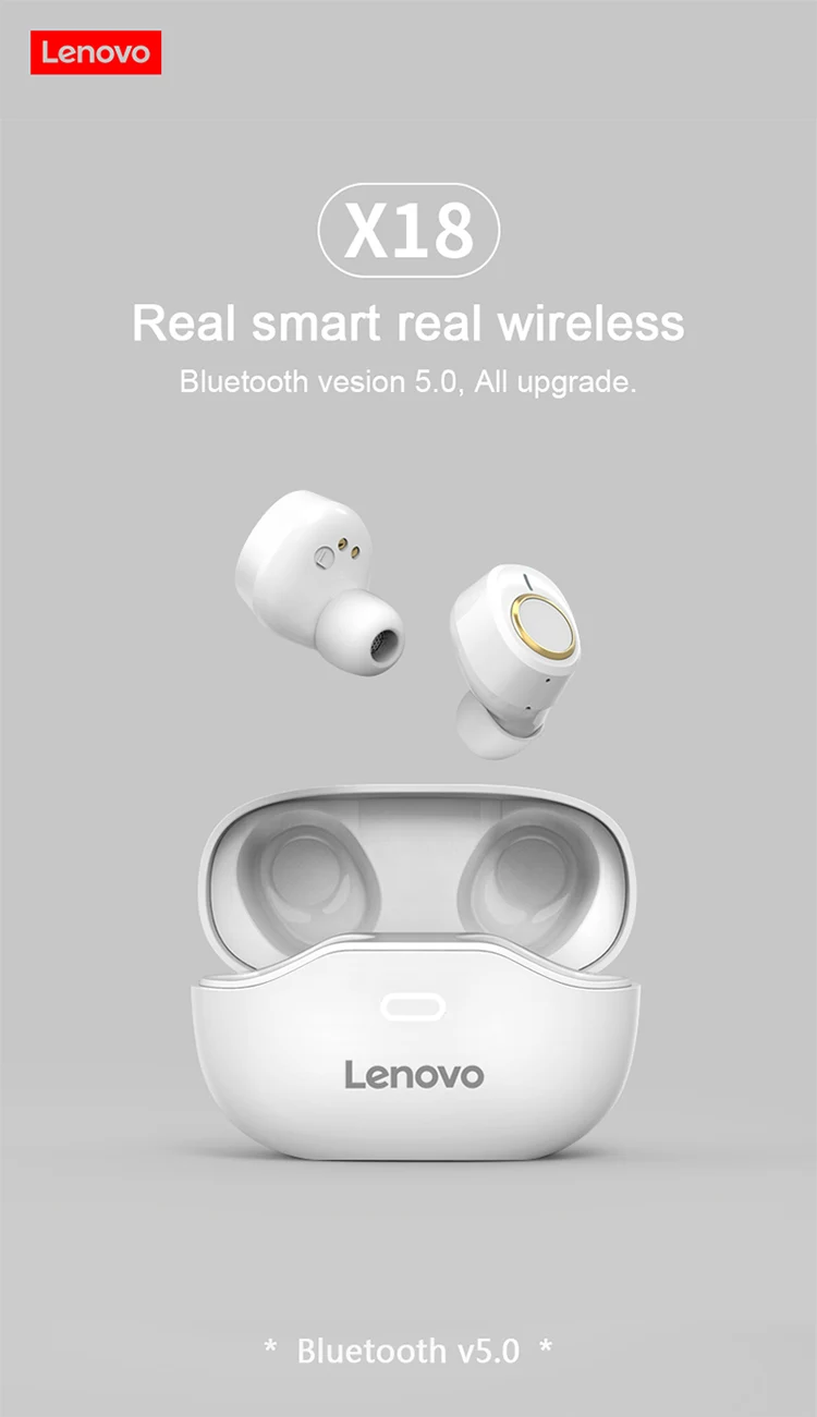 Беспроводные наушники LenovoTWS Bluetooth 5 0 X18 супер светильник водонепроницаемые беруши