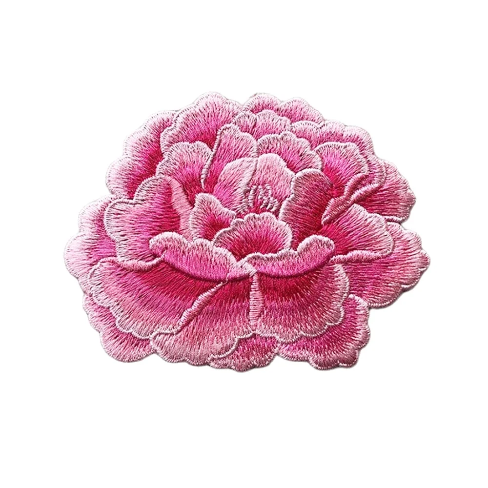 Фото Розовые вышитые цветочные патчи с пионами наклейки для одежды джекеры декор