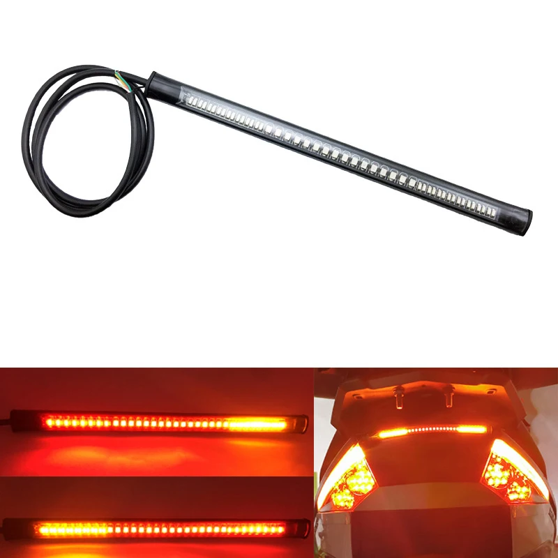 Flexible 48 LED Motorcycle Light Bar Strip Tail Turn Signal Tail Rear Brake Stop Bulb Lamp Brake Light 2835 3014 Dual Color
Flexible 48 LED Motorcycle Light Bar Strip Tail Turn Signal Tail Rear Brake Stop Bulb Lamp Brake Light 2835 3014 Dual Color