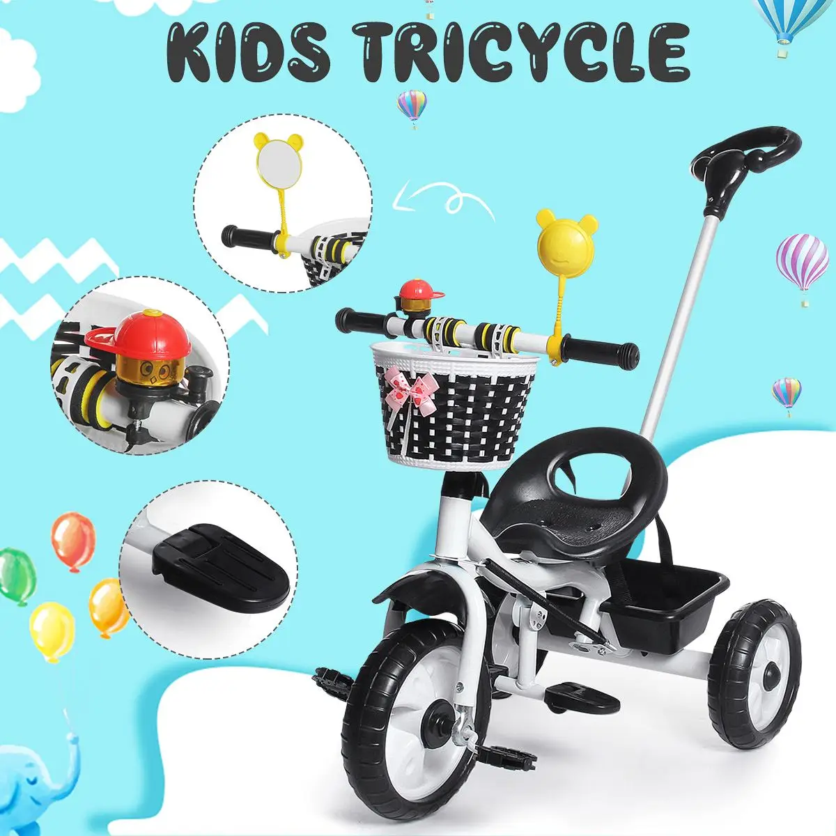 Baby Stroller Pedal Tricycle Children's Bicycle Parasol Bike Ride Toys for Boys Girls Toddler Kids Gifts Black Blue Pink
Baby Stroller Pedal Tricycle Children's Bicycle Parasol Bike Ride Toys for Boys Girls Toddler Kids Gifts Black Blue Pink
