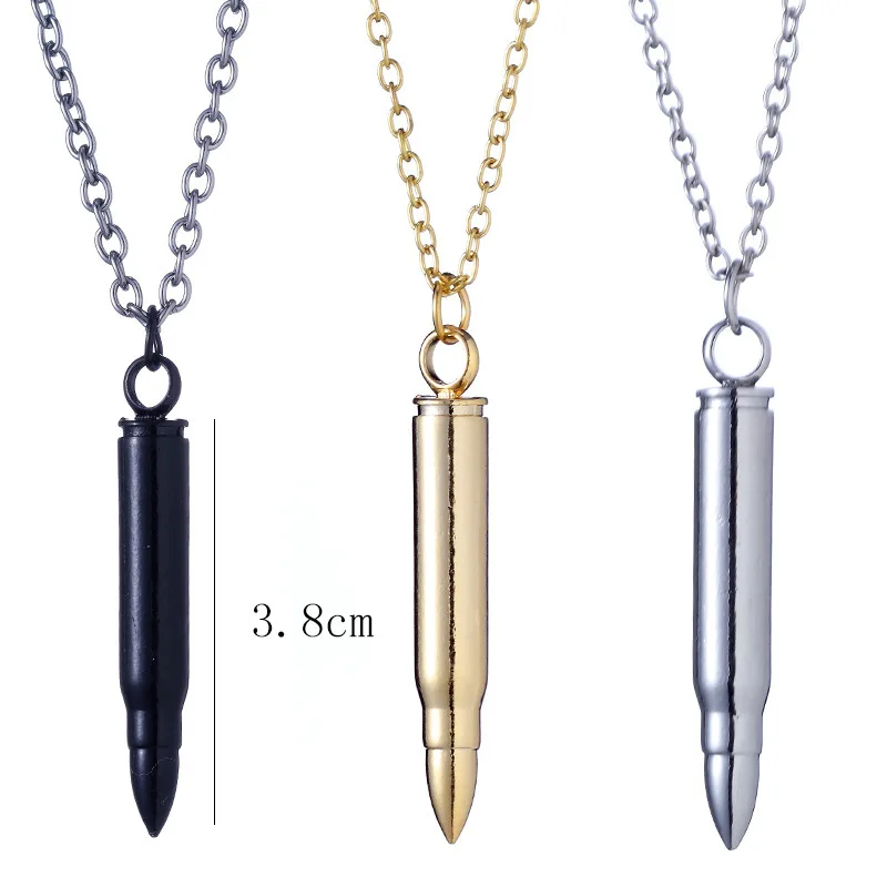 Personality Silver Gold Plated Bullet Pendant Necklace New Fashion Necklace Men Rock Hip-hop Style Man Perfume Jewelry
Personality Silver Gold Plated Bullet Pendant Necklace New Fashion Necklace Men Rock Hip-hop Style Man Perfume Jewelry