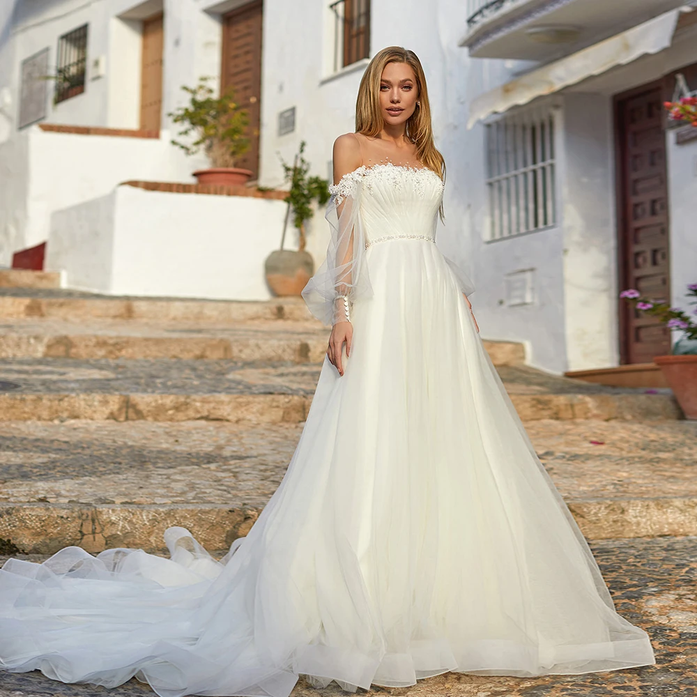 Appliques Lace Wedding Dresses Long Puffy Sleeves Bridal Gown 2021 Ivory White Princess Bride Wedding Gowns
Appliques Lace Wedding Dresses Long Puffy Sleeves Bridal Gown 2021 Ivory White Princess Bride Wedding Gowns