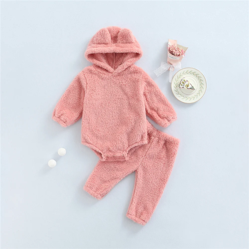 0-24 Months Baby Girl Plush Cartoon Ears Hooded Romper + Trousers Toddler Kids Warm Thick Autumn Winter Clothes Sets Pink
0-24 Months Baby Girl Plush Cartoon Ears Hooded Romper + Trousers Toddler Kids Warm Thick Autumn Winter Clothes Sets Pink