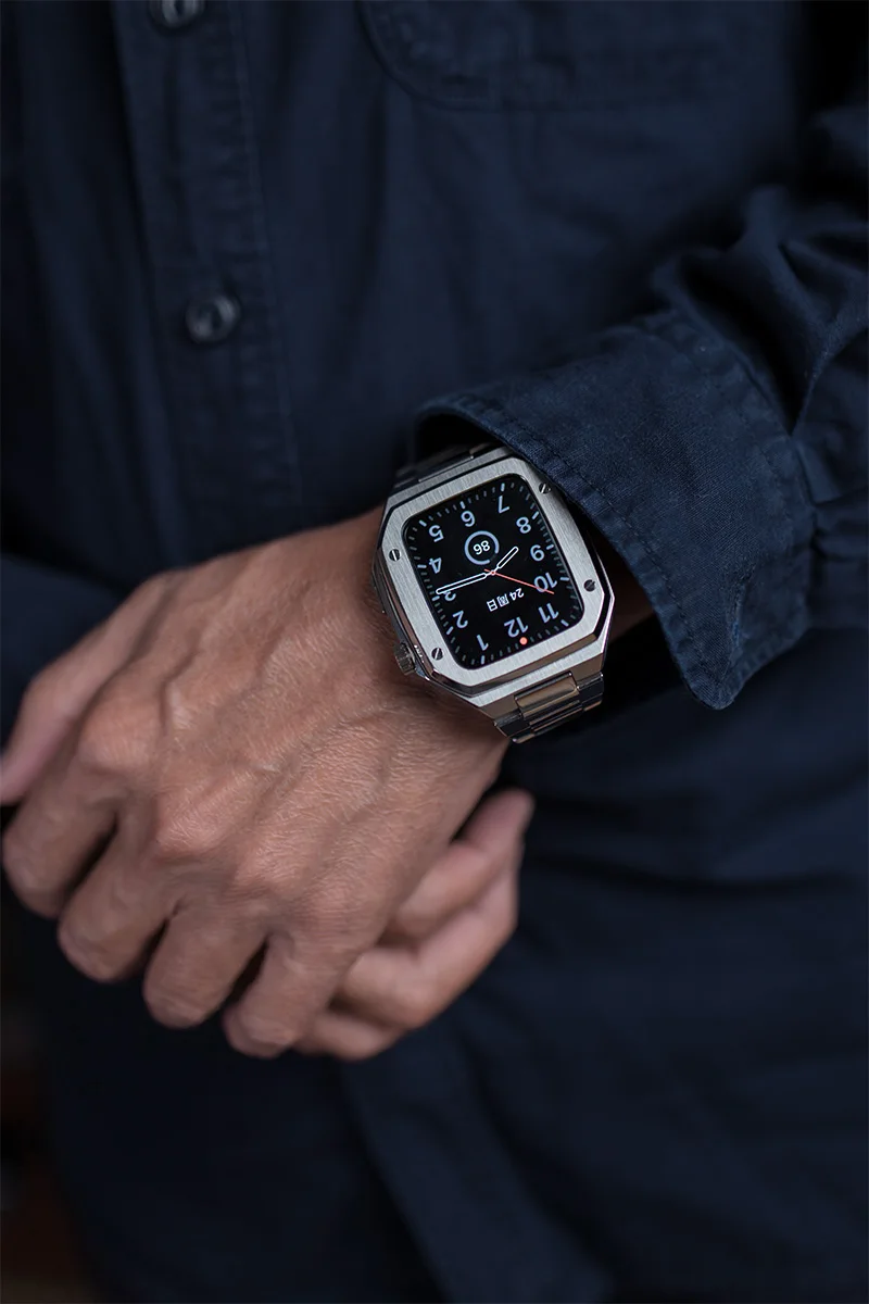 Модифицированный комплект металлическая рамка для Apple Watch 7 6 5 4 3 2 42 мм 44 45 ремешок