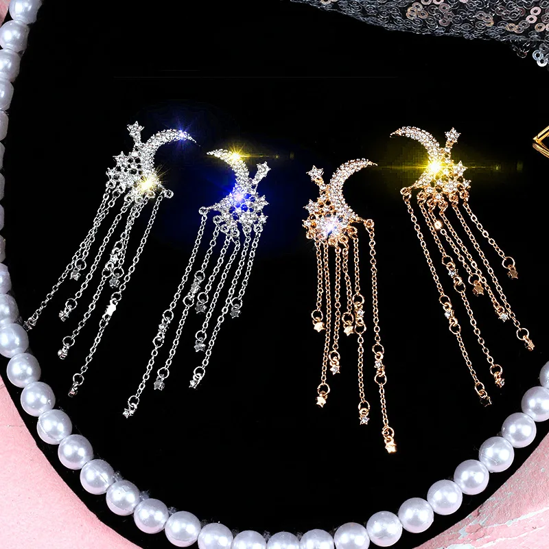 Elegant Luxury Long Tassel Crystal Geometry Star Moon Drop Earrings Women Bijoux Rhinestone Earring Banquet Weddings Jewelry
Elegant Luxury Long Tassel Crystal Geometry Star Moon Drop Earrings Women Bijoux Rhinestone Earring Banquet Weddings Jewelry