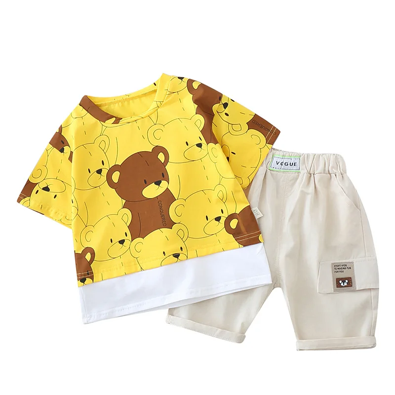 В комплекте детский Костюм для мальчиков детская модная летняя одежда маленьких