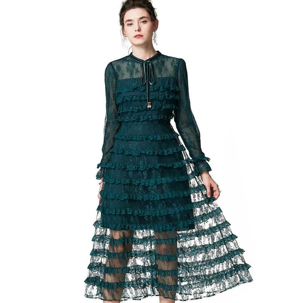 Vintage Lace Mesh Layered Dress Dark Green Ruffles Midi Dresses Flare Sleeve Bow High Waist Burgundy Red Elegant Autumn ddlg za
Vintage Lace Mesh Layered Dress Dark Green Ruffles Midi Dresses Flare Sleeve Bow High Waist Burgundy Red Elegant Autumn ddlg za