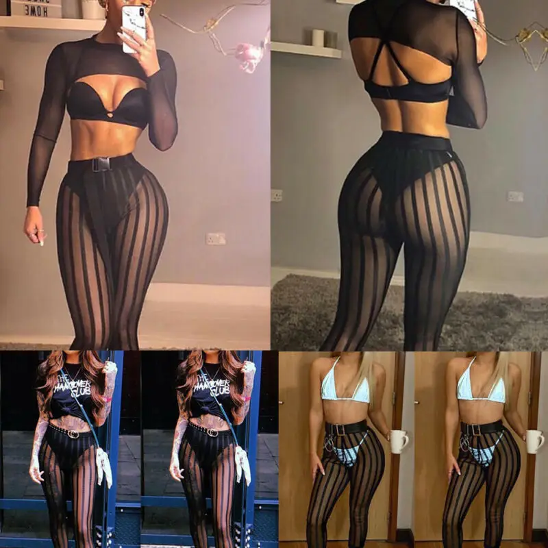Sexy See Through Trousers 2020 Women Summer Holiday Black Mesh Striped Pants Female Hot Elastic Pencil Ankle Length Jogger
Sexy See Through Trousers 2020 Women Summer Holiday Black Mesh Striped Pants Female Hot Elastic Pencil Ankle Length Jogger