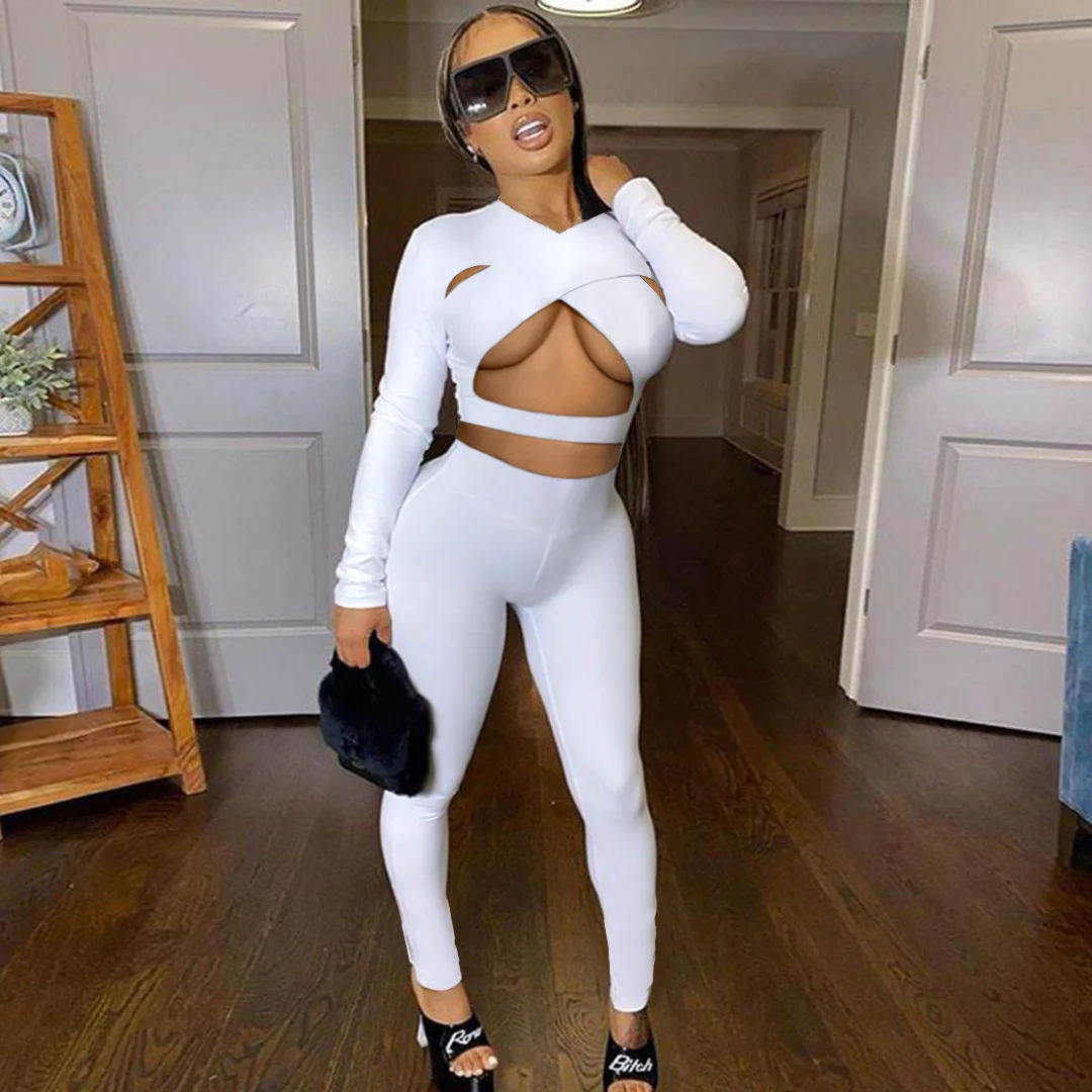 wsevypo Women Solid Color Two Pieces Sports Suits Autumn Tracksuits Cross Cut Out Long Sleeve Crop Tops and Slim Leggings 8Color
wsevypo Women Solid Color Two Pieces Sports Suits Autumn Tracksuits Cross Cut Out Long Sleeve Crop Tops and Slim Leggings 8Color