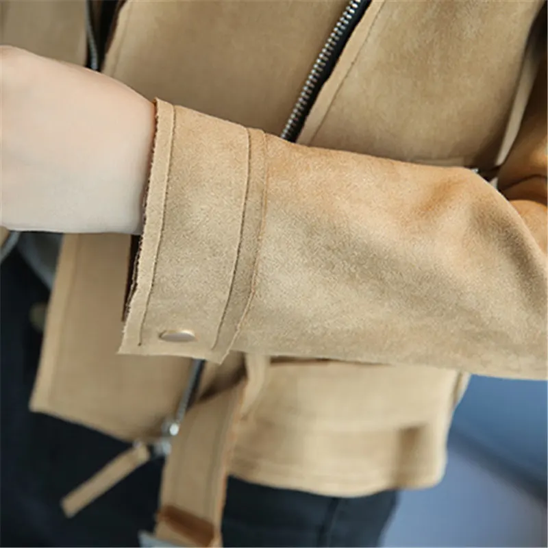 2021 Autumn Deerskin Velvet Leather Jacket with Belt Women Long Sleeve Casual Locomotive Short Coat Fashion Female Outwear
2021 Autumn Deerskin Velvet Leather Jacket with Belt Women Long Sleeve Casual Locomotive Short Coat Fashion Female Outwear