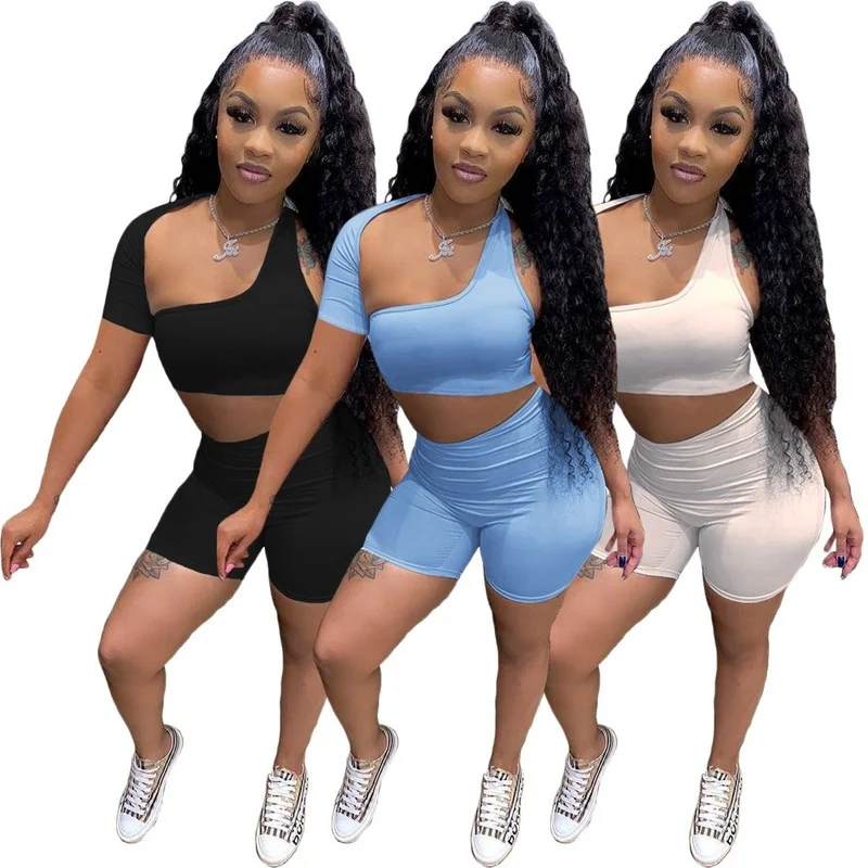 Women's Suit Irregular Collar Tops Solid Color Sexy Hollow Out Top Summer Women Sleeveless Crop Top+Biker Shorts 2 Piece Set
Women's Suit Irregular Collar Tops Solid Color Sexy Hollow Out Top Summer Women Sleeveless Crop Top+Biker Shorts 2 Piece Set