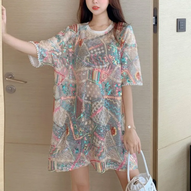 Роскошный женский топ с блестками и коротким рукавом, Блестящая футболка Y2K K-Pop, Женская Блестящая футболка, формальный темпераменвечерние ний ночной клуб LT059S50
Роскошный женский топ с блестками и коротким рукавом, Блестящая футболка Y2K K-Pop, Женская Блестящая футболка, формальный темпераменвечерние ний ночной клуб LT059S50