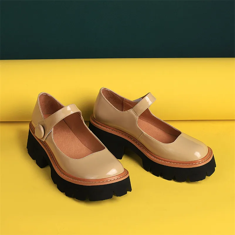 ANNYMOLI Women Thick Heels Pumps Genuine Leather Platform High Heel Mary Janes Shoes Round Toe Dress Footwear Ladies Nude Spring
ANNYMOLI Women Thick Heels Pumps Genuine Leather Platform High Heel Mary Janes Shoes Round Toe Dress Footwear Ladies Nude Spring