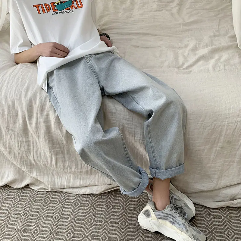 Summer thin jeans men's loose straight wide leg Capris Student Korean wave versatile casual fashion brand pants men's pants
Summer thin jeans men's loose straight wide leg Capris Student Korean wave versatile casual fashion brand pants men's pants