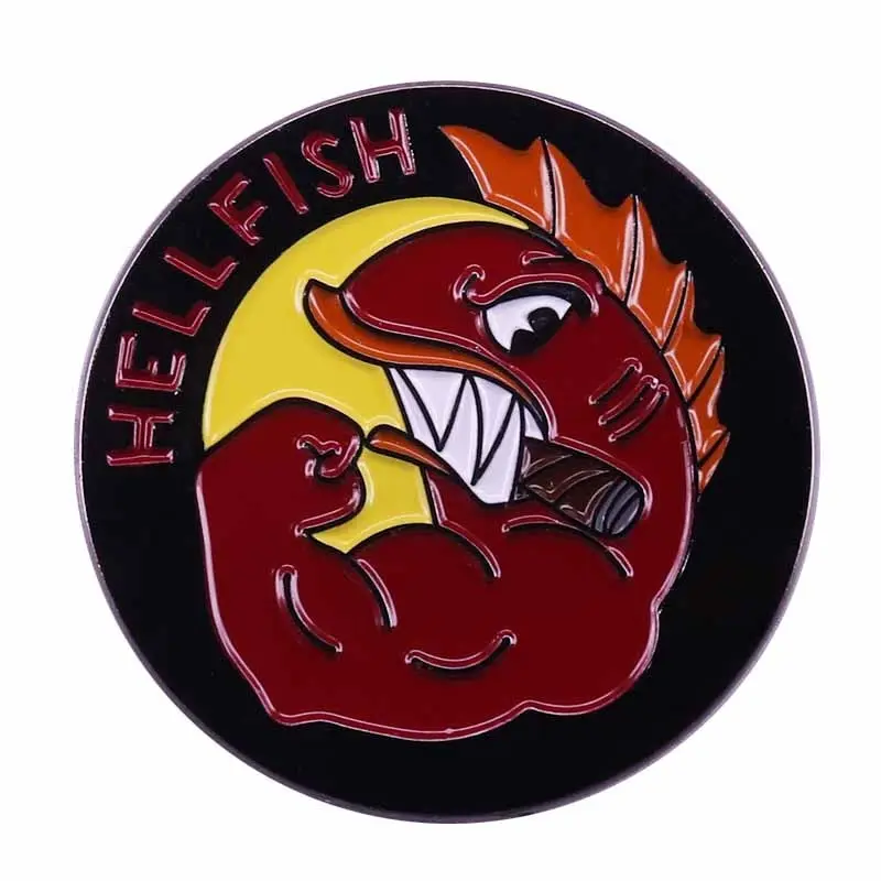 Flying Hellfish логотипом Абэ татуировки войны отряд брошь в стиле милитари с хардкор