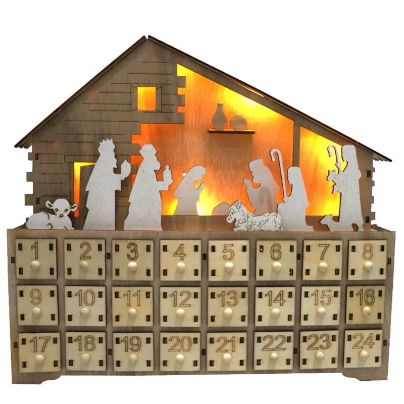 C90D Nativity Scene Wooden Advent Calendar LED Lighted Christmas Countdown Drawer Box
C90D Nativity Scene Wooden Advent Calendar LED Lighted Christmas Countdown Drawer Box