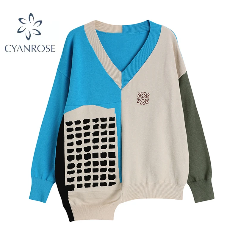 Autumn 2021 New Sweater Women's Pullover Asymmetric Length Printed V-neck Loose Long Sleeve Knitted Oversize Fashion Casual Top
Autumn 2021 New Sweater Women's Pullover Asymmetric Length Printed V-neck Loose Long Sleeve Knitted Oversize Fashion Casual Top