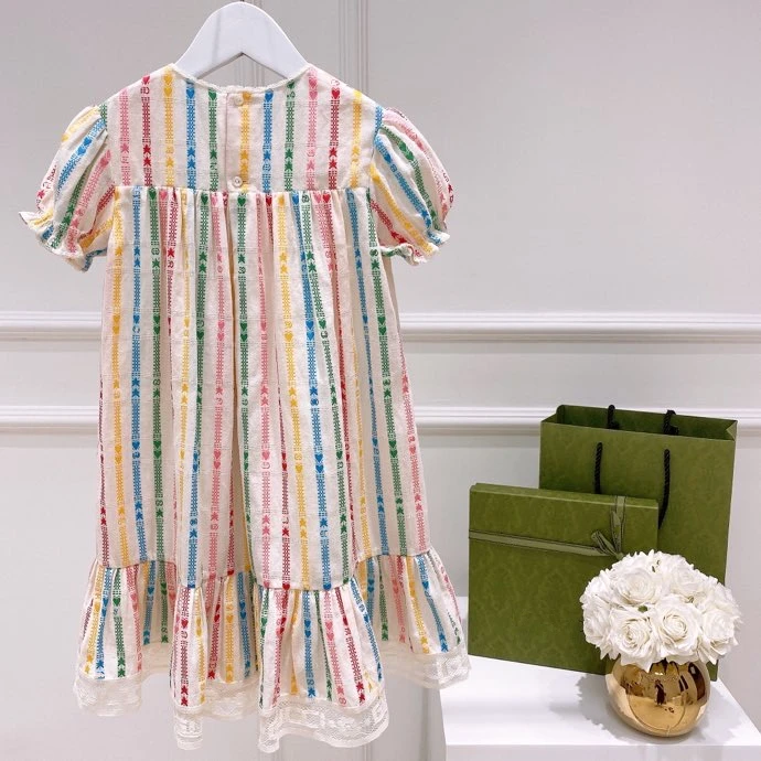 Spring and summer girls' short sleeve double g embroidery jacquard Rainbow Dress fairy lace skirt baby princess skirt
Spring and summer girls' short sleeve double g embroidery jacquard Rainbow Dress fairy lace skirt baby princess skirt