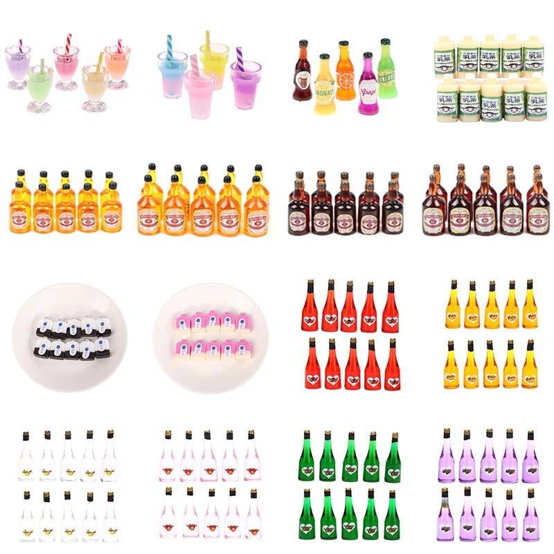 

10 шт. миниатюрный кукольный домик 1/12, миниатюрная имитация виски, бутылки вина, игрушки для ролевых игр, кукольная еда, аксессуары для напитк...